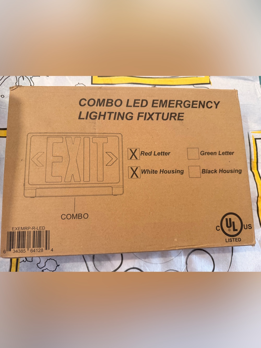 Combo LED Emergency Lighting Fixture - Red Letter, White Housing